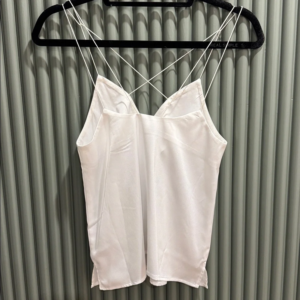 By the way white satin tank